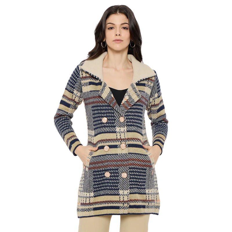 Duke Urban Women Full Sleeve Long Sweater (SDS1216) Navy Mix / XL / Self Design