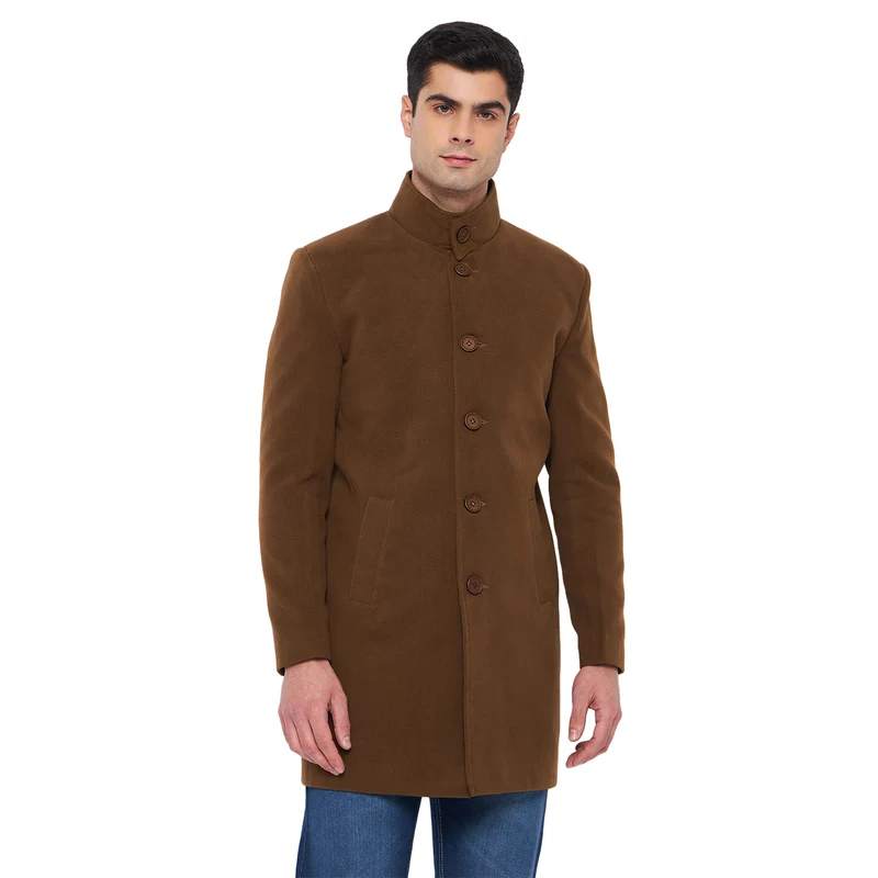 Duke Urban Men Full Sleeve Long Coat (SDZ3099) Tan / M / Solid