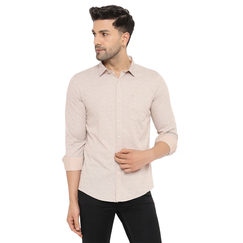 Duke Urban Men Full Sleeve Self Design Cotton Shirt (SDO7PRC) Fawn / XXL / Self Design