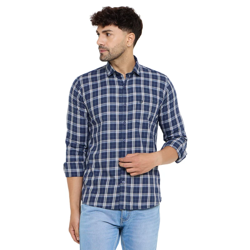 Duke Urban Men Full Sleeve Cotton Shirt (SDO8CKP) Navy / M / Checkered