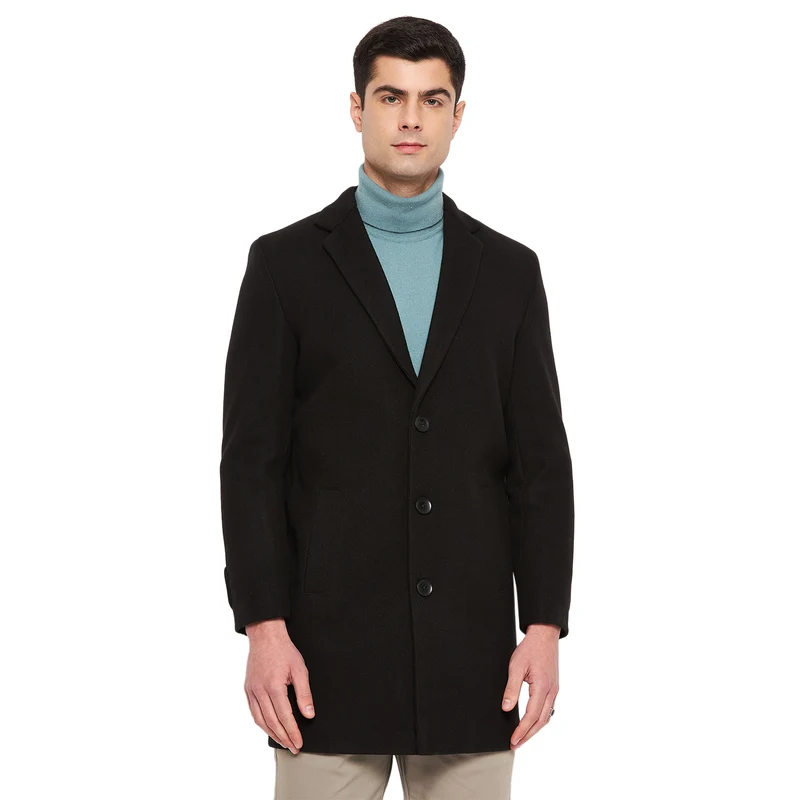 Duke Urban Men Full Sleeve Long Coat (SDZ3098) Black / M / Solid