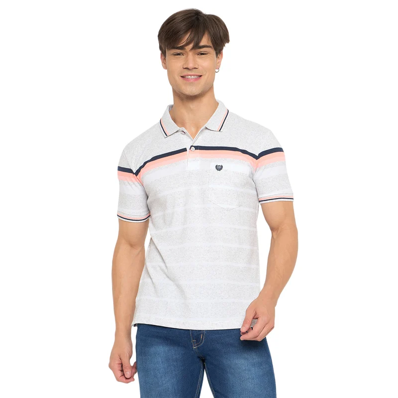 Duke Strardust Men Half Sleeve Cotton T-shirt (LF7129) White / XL / Striped