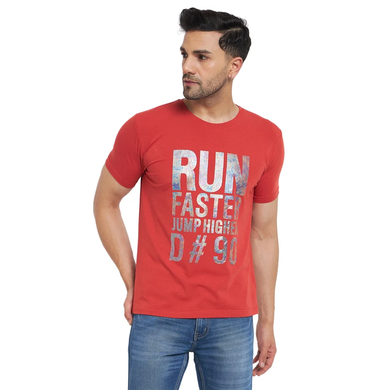 Duke Urban Men Half Sleeve Cotton T-shirt (LF7136) Rust / S / Printed