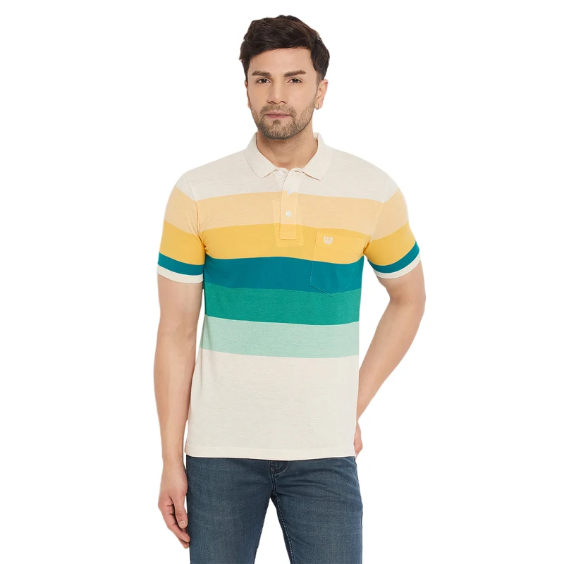 Duke Urban Men Half Sleeve Cotton T-shirt (LF7072) Cloud Mix / XXL / Striped