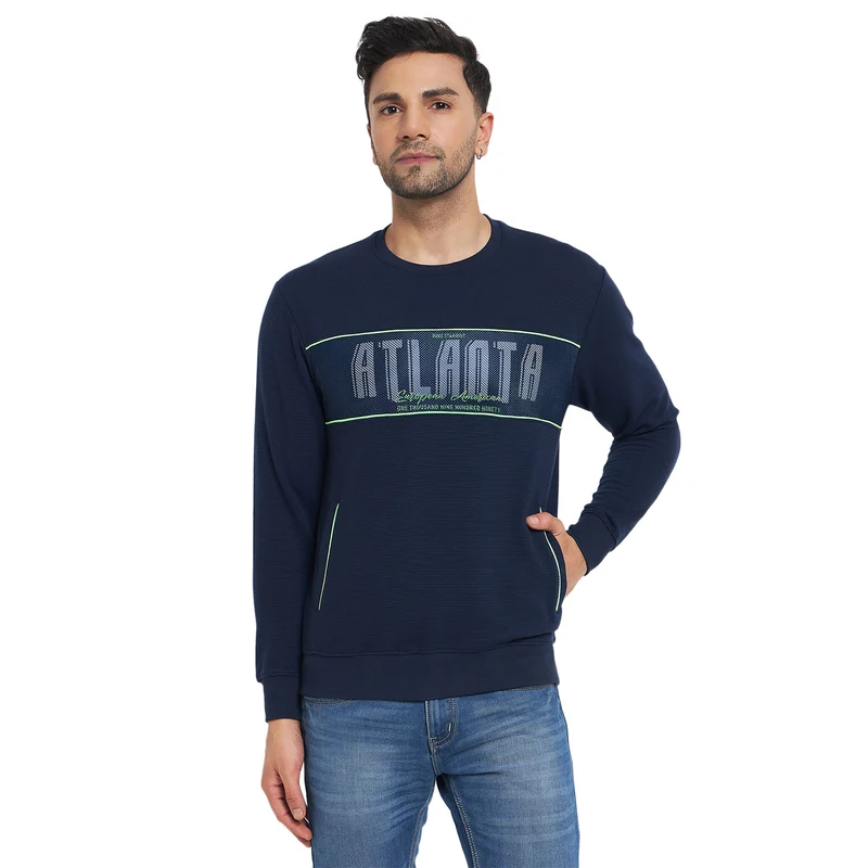 Duke Urban Men Round Neck Sweatshirt (LF6302) 4XL / Navy / Printed