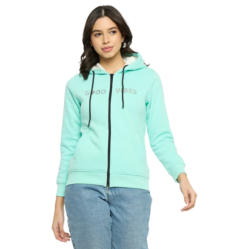 Duke Urban Women Hooded Zipper Sweatshirt (LFX925) Foam Green / S / Solid