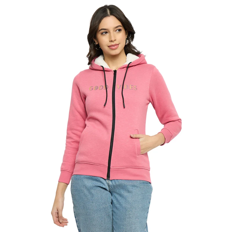 Duke Urban Women Hooded Zipper Sweatshirt (LFX925) Rose Pink / L / Solid
