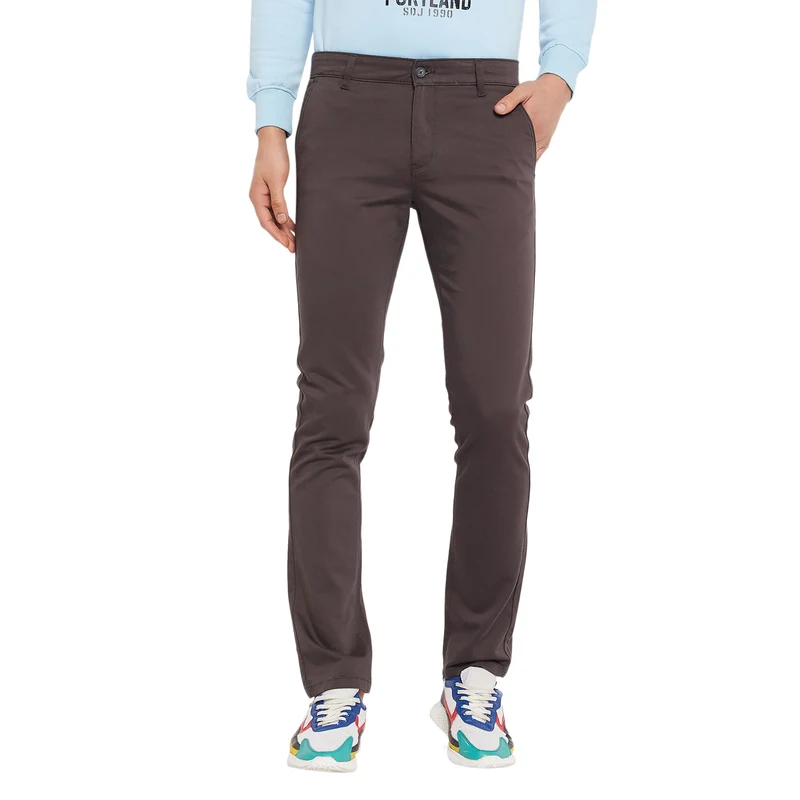 Duke Urban Men Solid Chinos Trousers (SDT4603) D.Grey / 32 / Solid
