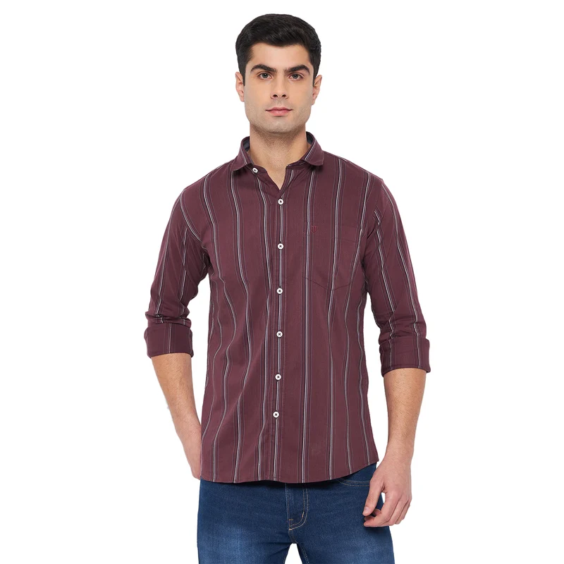 Duke Urban Men Full Sleeve Cotton Shirt (SD8STTA) Maroon / L / Striped