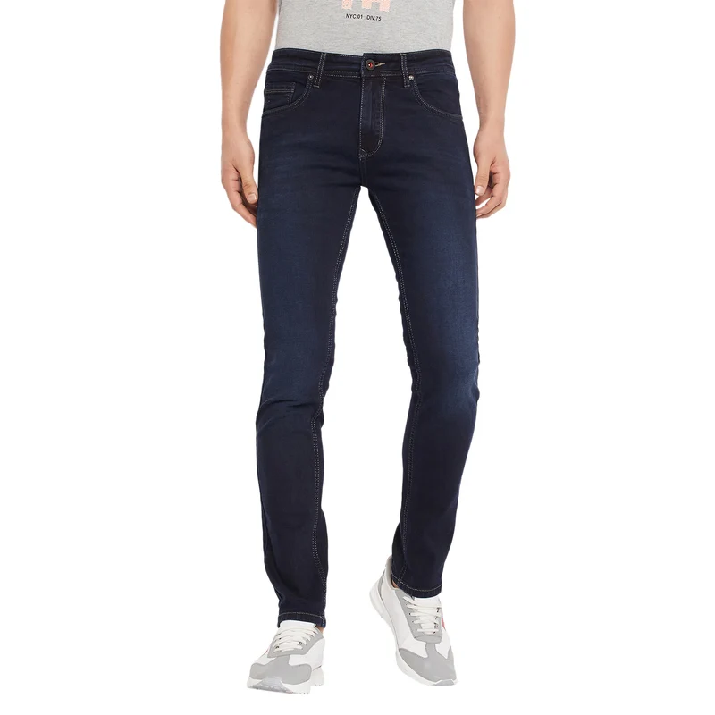 Duke Urban Men Slim Fit Stretchable Jeans (SDD5533) Blue Black / 28 / Washed