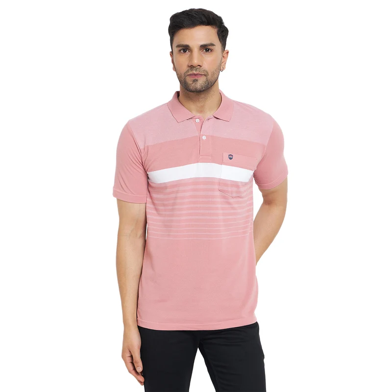 Duke Stardust Men Half Sleeve Cotton T-shirt (MLF1120) Cotton Candy / XL / Striped