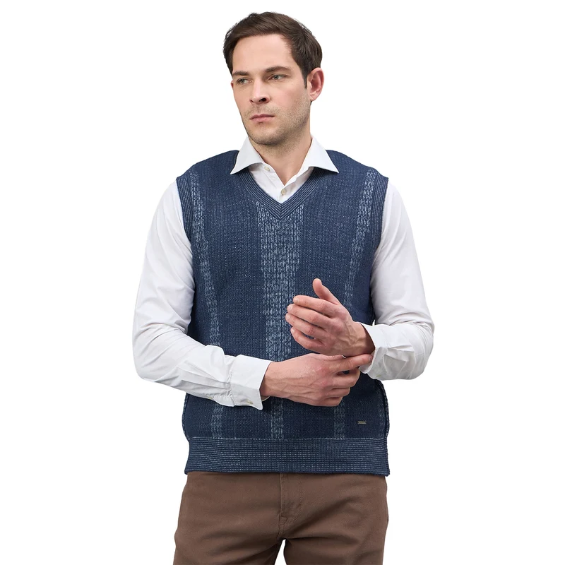 Duke Urban Men Sleeveless Reversible Sweater (SDS2171A) Navy/Blue Mix / XXL / Self Design