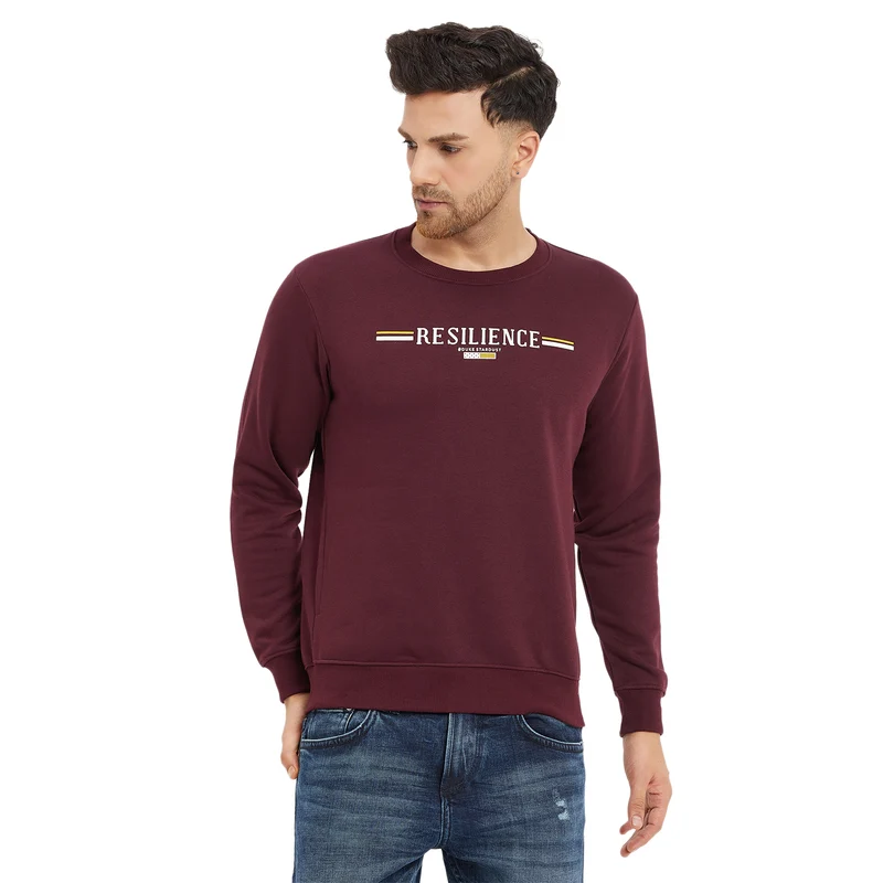 Duke Urban Men Round Neck Sweatshirt (LF3951A) Wine / L / Solid