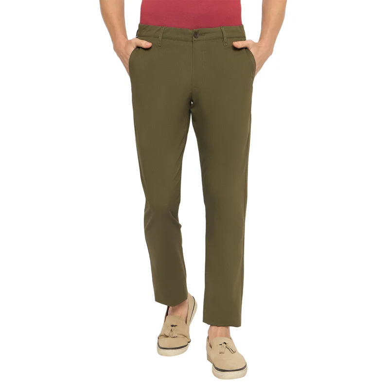 Duke Urban Men Cotton Chinos Trousers (SDT4599) Olive / 36 / Solid