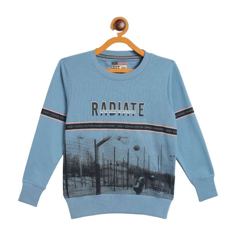 Duke Urban Boys Full Sleeve Round Neck Printed Sweatshirt (LF341) Stone Grey / 36 / Printed