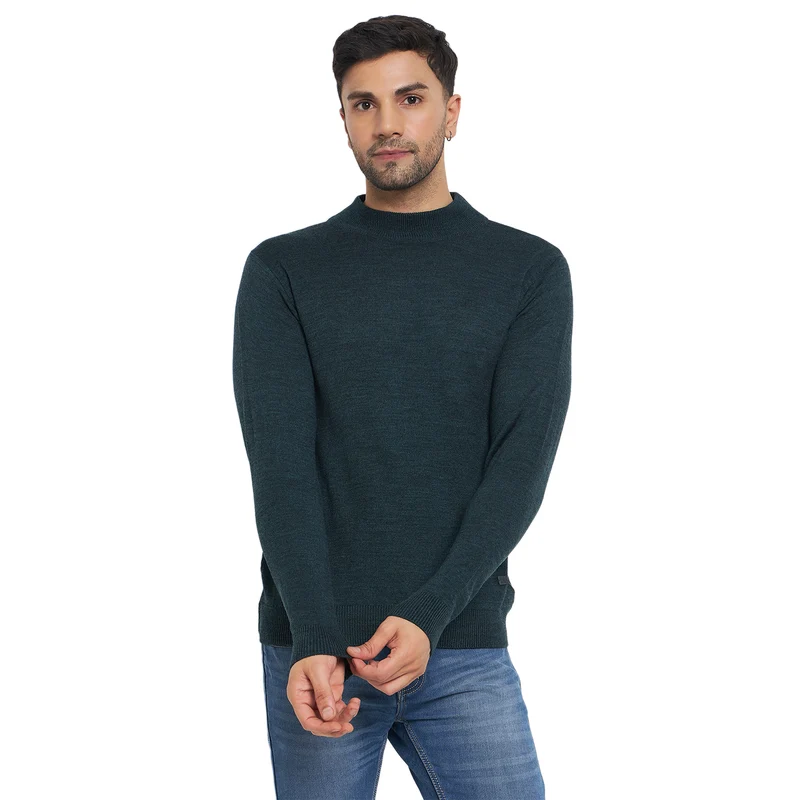 Duke Urban Men Full Sleeve T Neck Pullover (SDS8000) Olive Mix / L / Solid