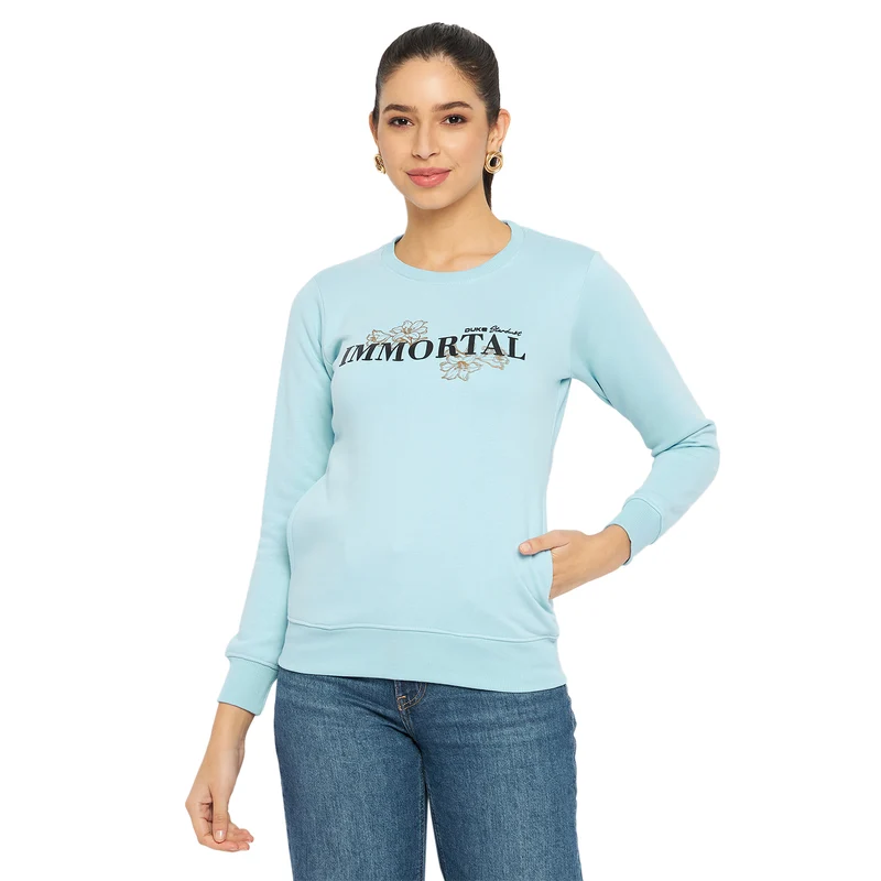 Duke Urban Women Round Neck Sweatshirt (MLFX931) Sky / XL / Printed