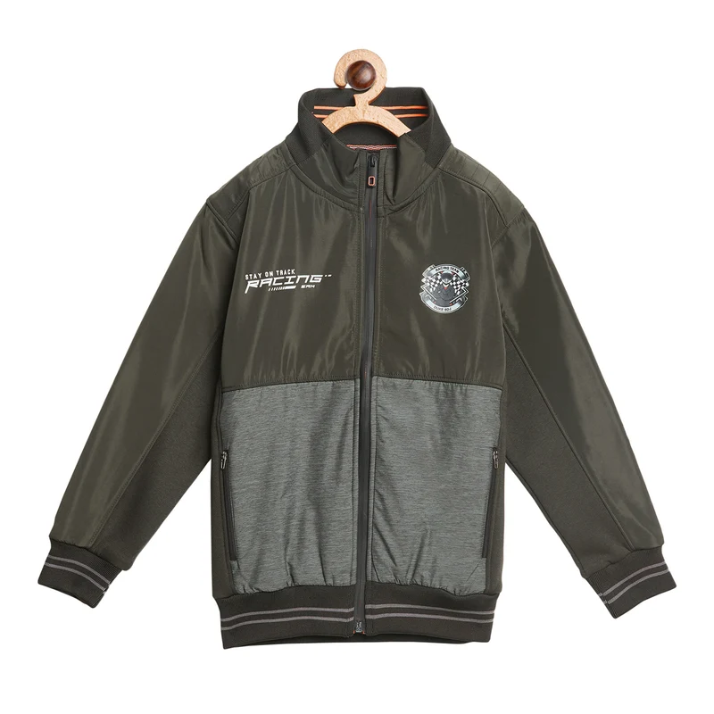 Duke Urban Boys Full Sleeve Zipper Sweatshirt (LF340) Military / 36 / Solid