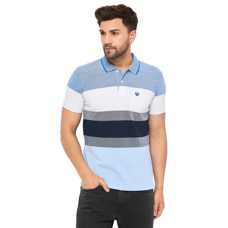 Duke Stardust Men Half Sleeve Cotton T-shirt (MLF1127) Marine / L / Striped