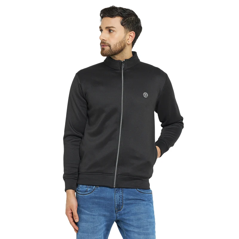 Duke Urban Men Zipper Sweatshirt (LF6333) Black / S / Solid