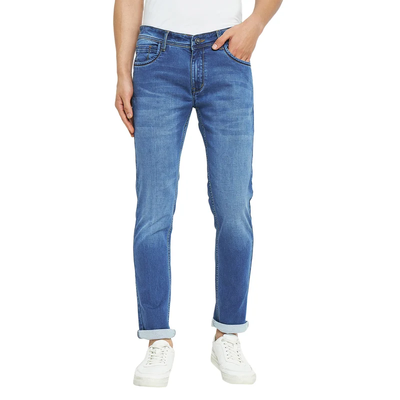 Duke Urban Men Slim Fit Stretchable jeans (SDD5557) Medium Blue / 34 / Washed