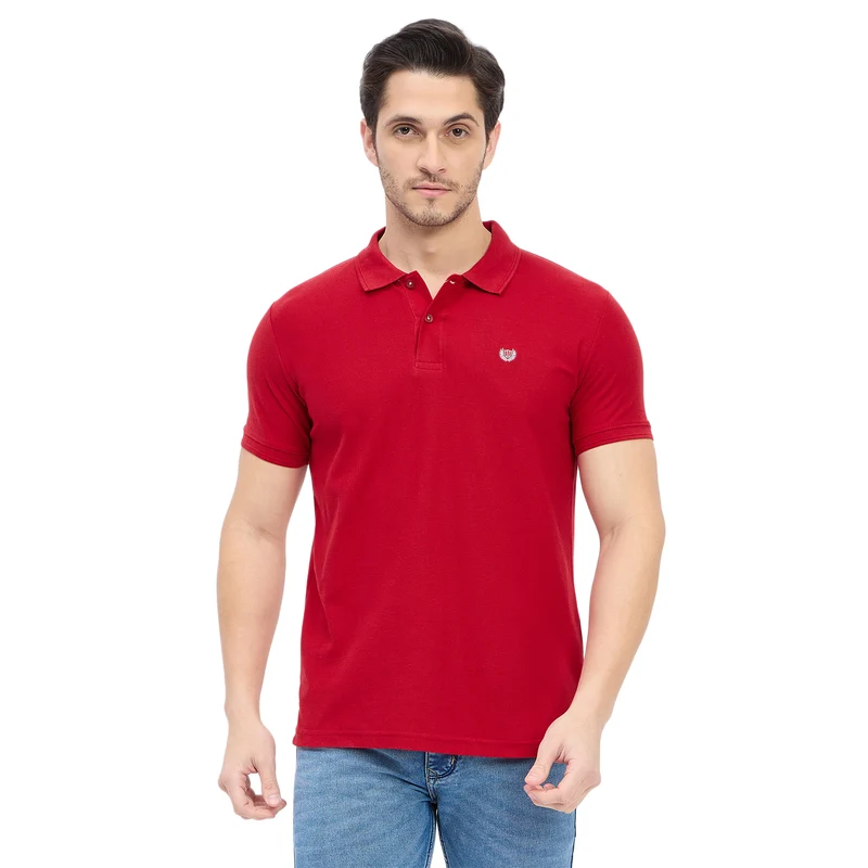 Duke Urban Men Half Sleeve Cotton T-shirt (SD56) Cranberry / M / Solid