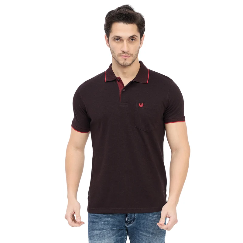 Duke Urban Men Half Sleeve Cotton T-shirt (SD64) Cranberry Mix / L / Solid