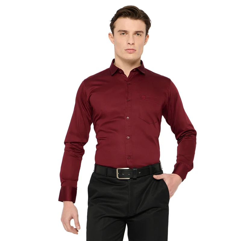 Duke Urban Men Full Sleeve Cotton Shirt (SDO8PLSA) Mehroon / XL / Solid