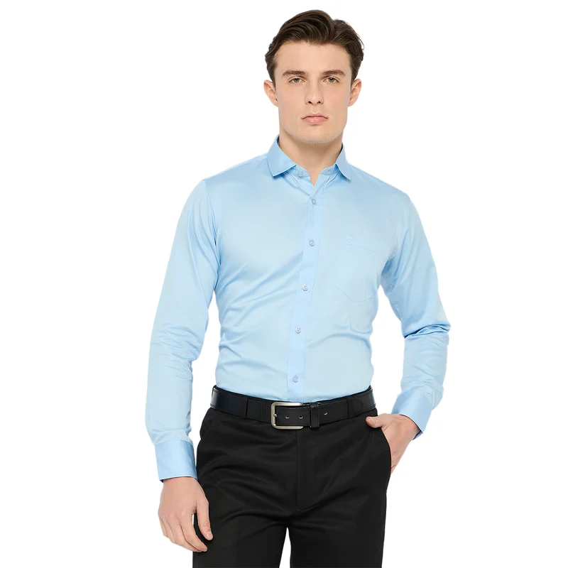 Duke Urban Men Full Sleeve Cotton Shirt (SDO8PLSA) Sky / M / Solid