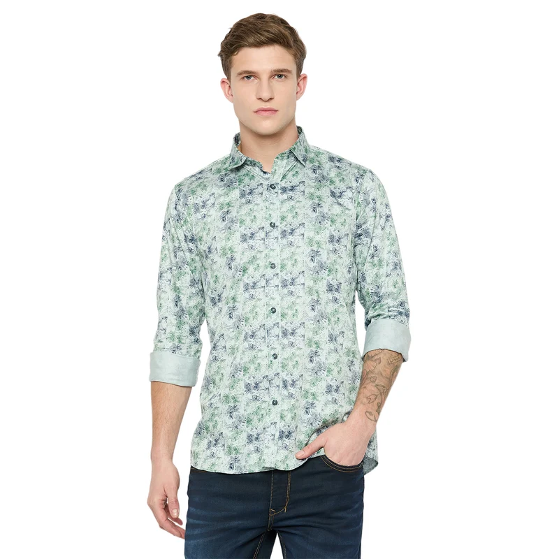 Duke Urban Men Full Sleeve Cotton Shirt (SDO8PRX) Green / XL / Printed