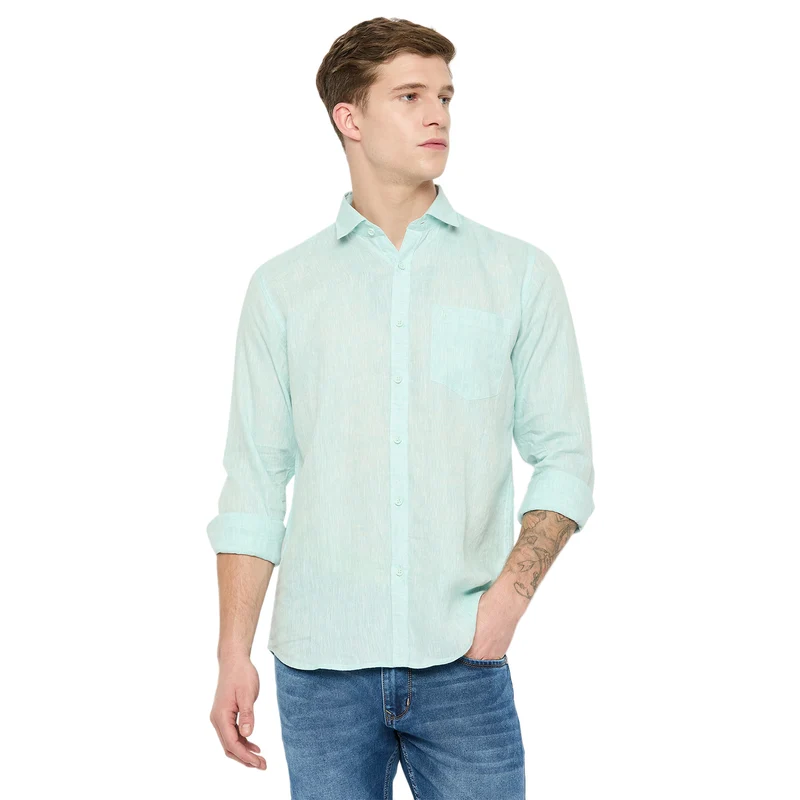 Duke Urban Men Full Sleeve Cotton Shirt (SDO9LIN) Sea Green / XXL / Solid