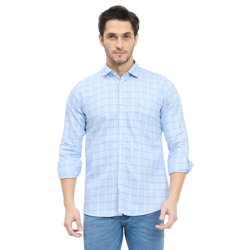 Duke Urban Men Full Sleeve Cotton Shirt (SDO8CKAC) Sky / M / Checkered