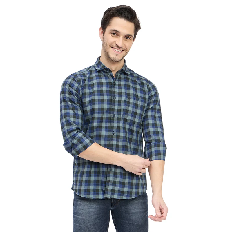 Duke Urban Men Full Sleeve Cotton Shirt (SDO8CKAM) Blue / L / Checkered