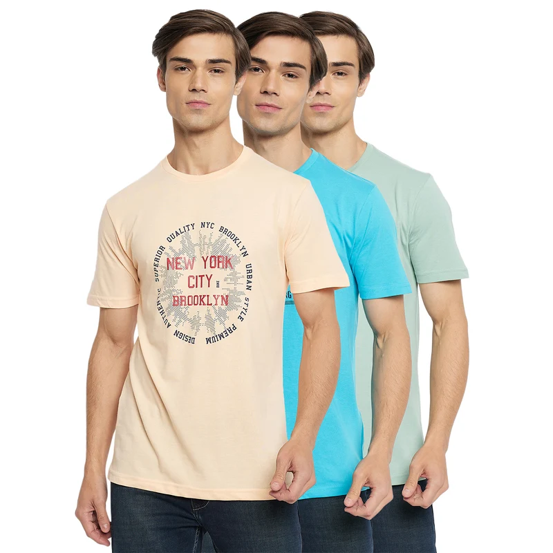 Duke Urban Men Half Sleeve Cotton T-shirt (Pack of 3) (SDVP40) Academic / S / Printed