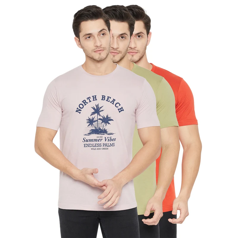 Duke Urban Men Half Sleeve Cotton T-shirt (Pack of 3) (SDVP40) Pop Art / L / Printed