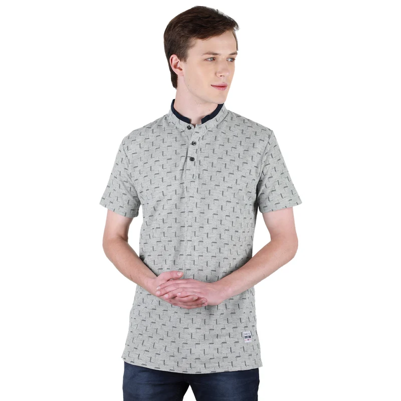 Duke Urban Men Half Sleeve Cotton Tshirt (ONLF254) L.Grey Melange / L / Printed