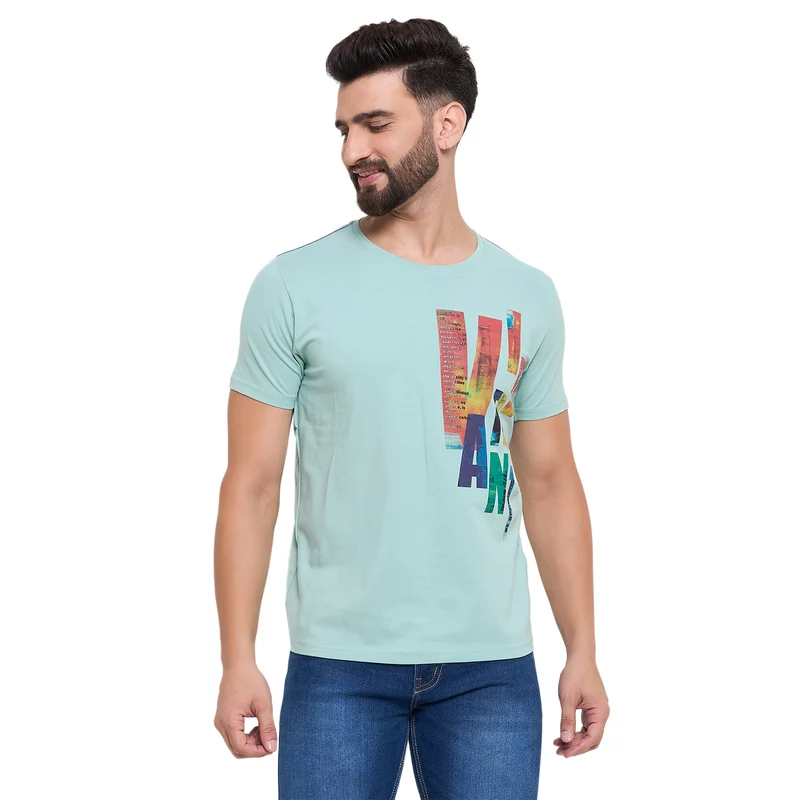 Duke Urban Men Half Sleeve Cotton Tshirt (LF7165) Pine / L / Printed