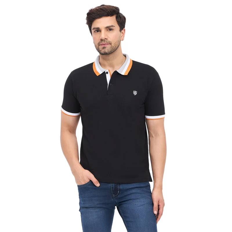 Duke Urban Men Half Sleeve Cotton T-shirt (LF7292) Black / L / Solid