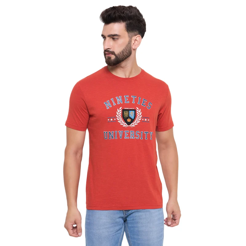 Duke Urban Men Half Sleeve Cotton Tshirt (LF7145) Rust / M / Printed