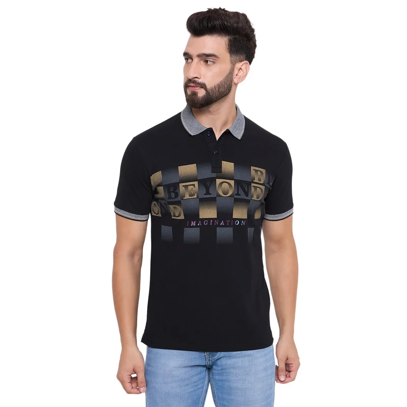 Duke Urban Men Half Sleeve Cotton Tshirt (LF7151) Black / XXL / Printed