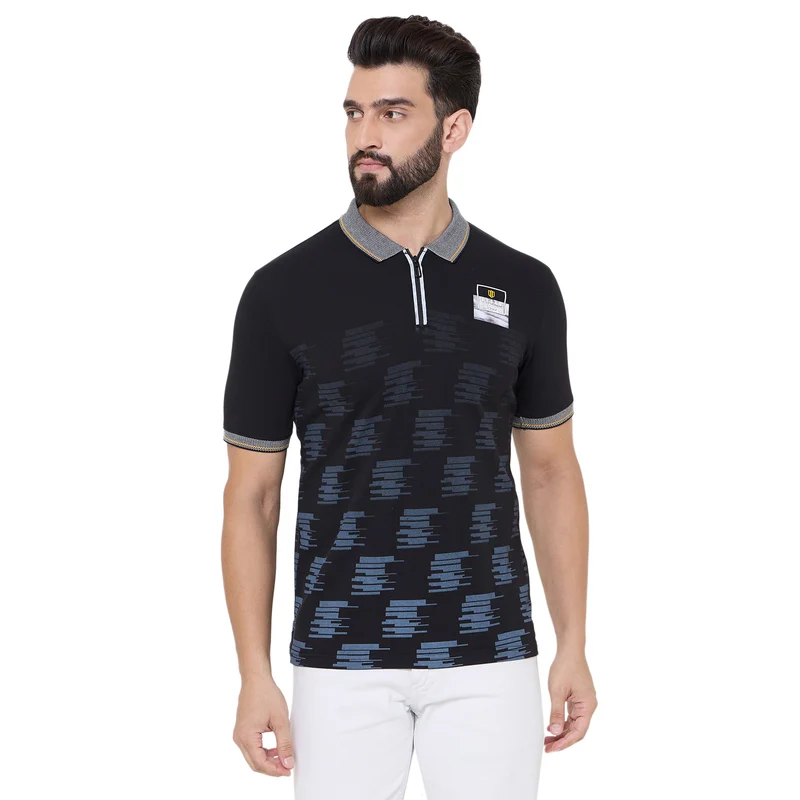Duke Urban Men Half Sleeve Cotton Tshirt (LF7250) Black / XL / Printed