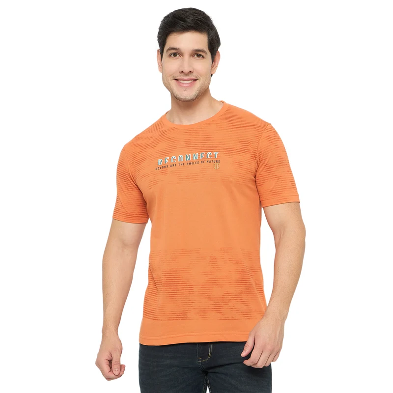 Duke Urban Men Half Sleeve Cotton Tshirt (ONLF259F) Appricott / XXL / Printed