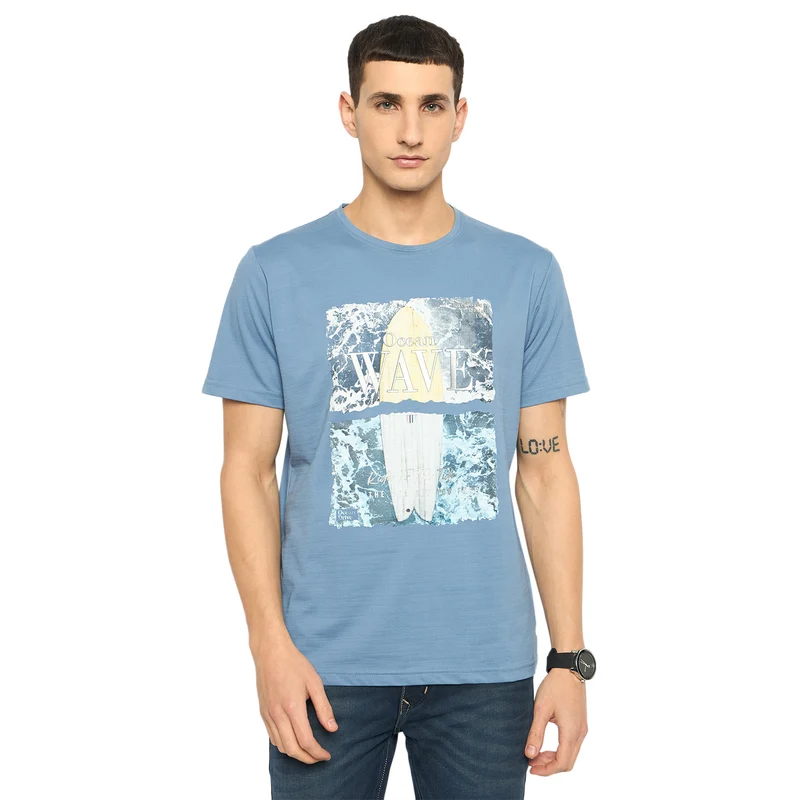 Duke Urban Men Half Sleeve Cotton Tshirt (LF7225) Air Force / XL / Printed