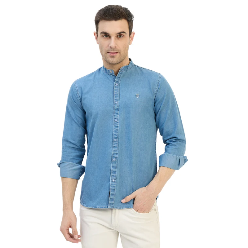 Duke Urban Men Full Sleeve Cotton Shirt (SDO9PLIB) L. Blue / XXL / Solid