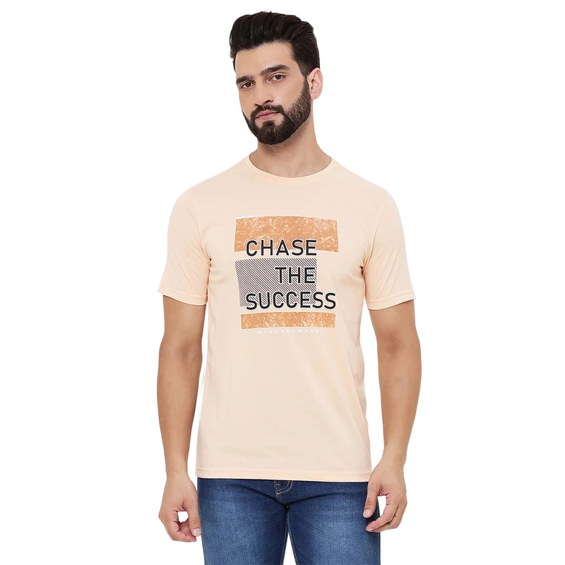 Duke Urban Men Half Sleeve Cotton Tshirt (LF7163) Natural / XXL / Printed
