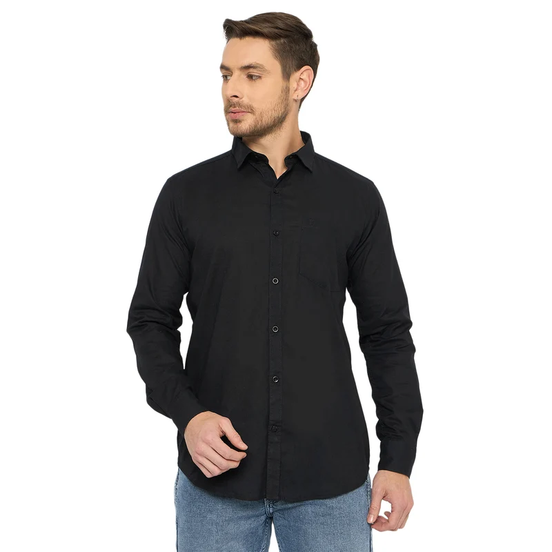 Duke Urban Men Full Sleeve Cotton Shirt (SDO5PCL) Black / XXL / Solid