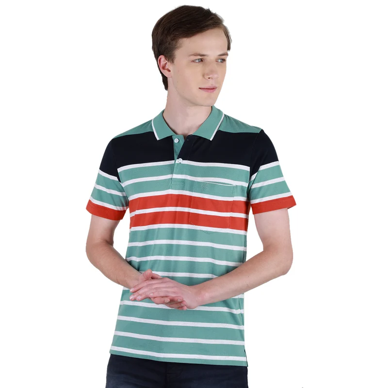 Duke Urban Men Half Sleeve Cotton Tshirt (ONLF273) Pine / XL / Striped