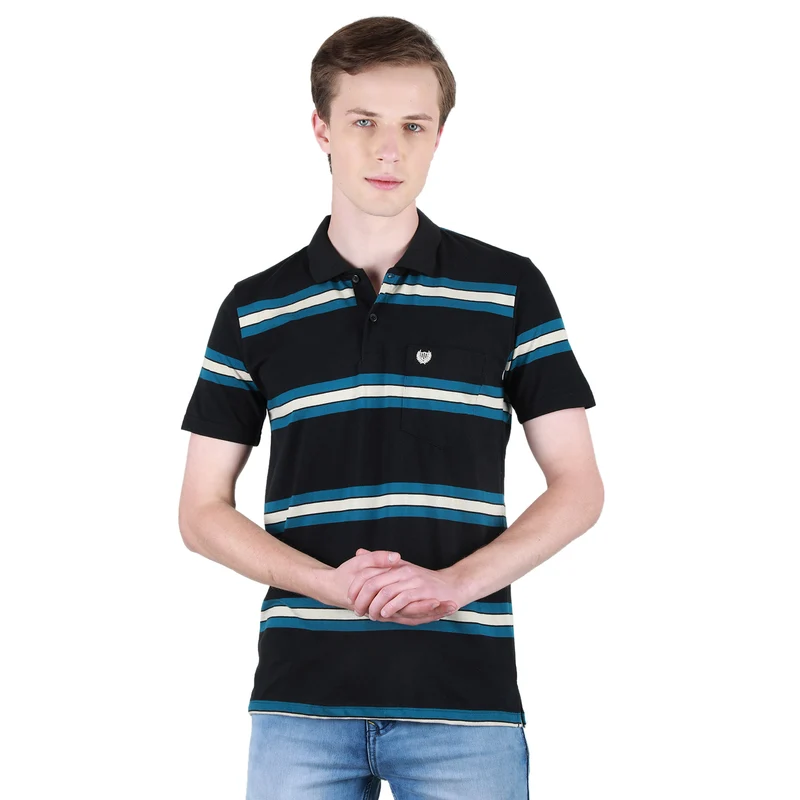 Duke Urban Men Half Sleeve Cotton Tshirt (ONLF274) Black / M / Striped