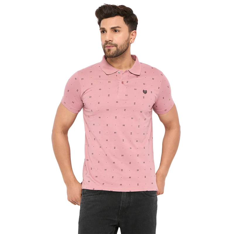 Duke Urban Men Half Sleeve Cotton T-Shirt (SD59) Dusty Pink / XL / Printed