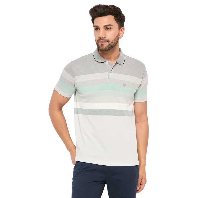 Duke Stardust Men Half Sleeve Cotton T-shirt (LF7280) Graphite Grey / M / Striped